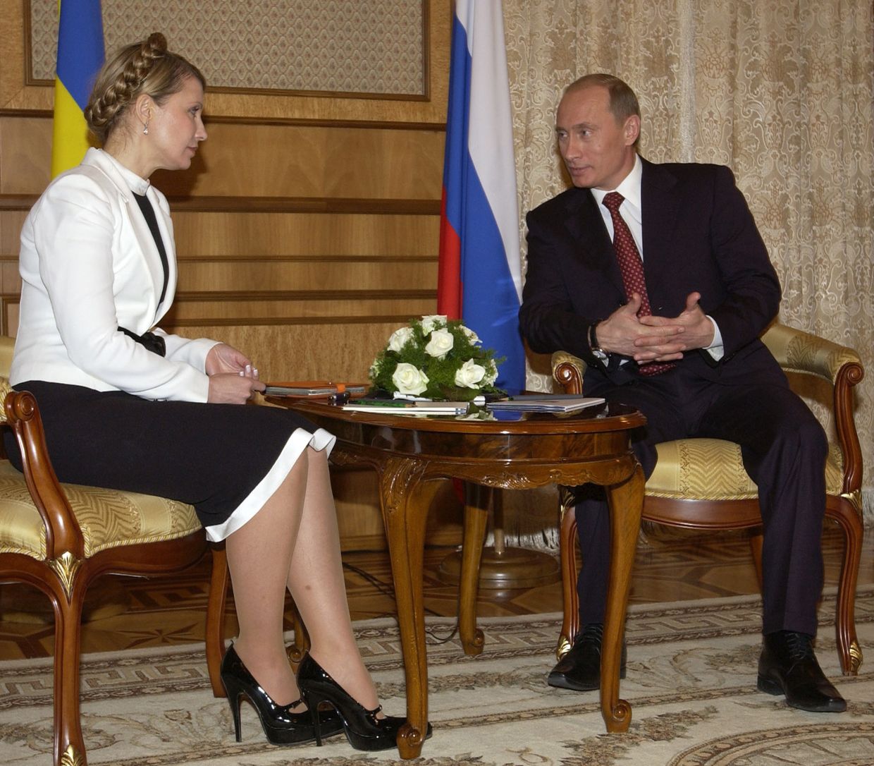 В.Путин, Ю.Тимошенко во время встречи