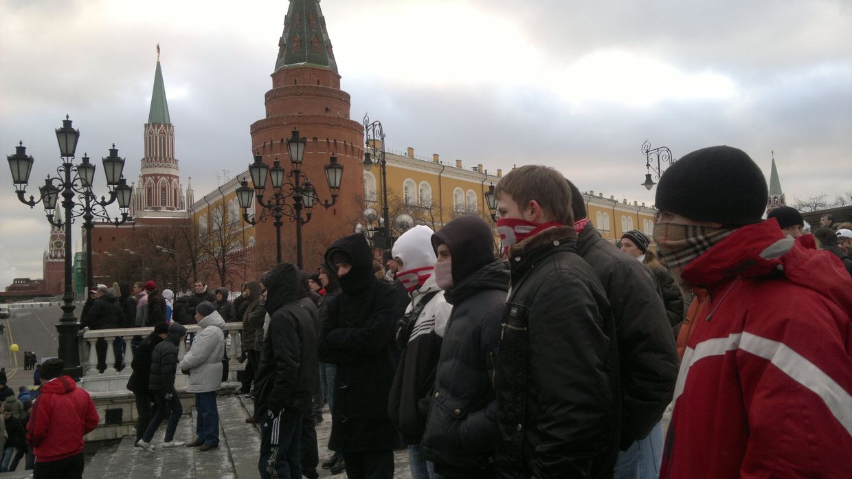 Акция в память об убитом Егоре Свиридове на Манежной площади