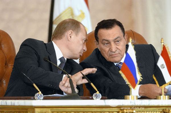 В.Путин, Х.Мубарак во время итоговой пресс-конференции 2005 год