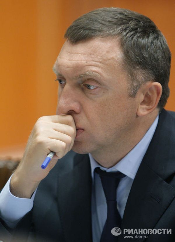 Олег Дерипаска на встрече с премьер-министром РФ Владимиром Путиным