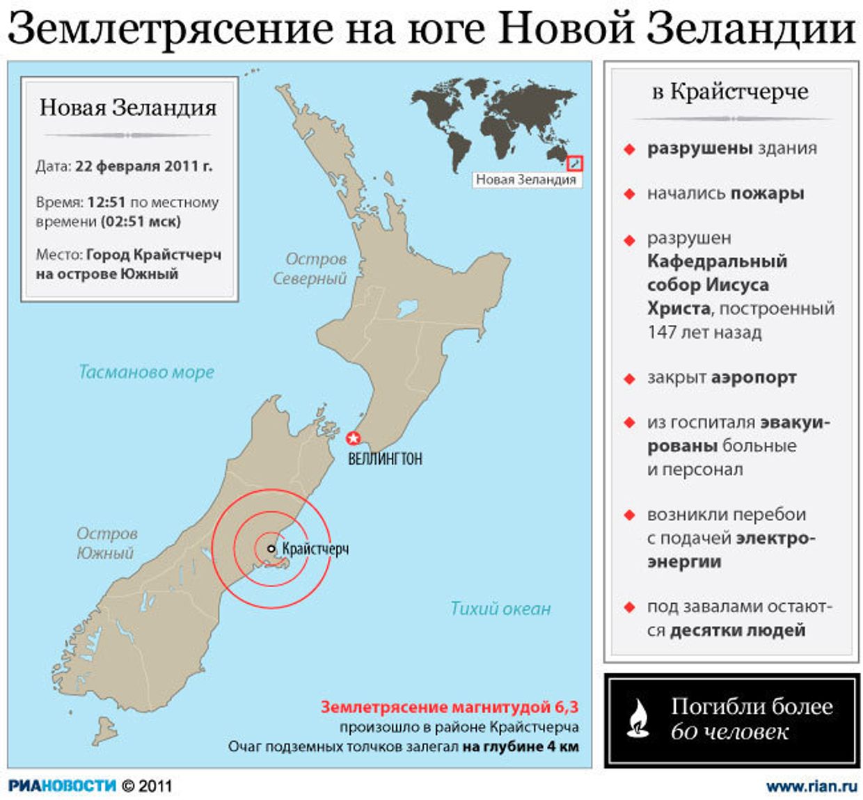 Землетрясение на юге Новой Зеландии