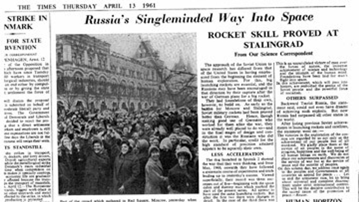 статья газеты The Times от 13 апреля 1961 года