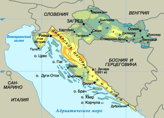 Карта Хорватии Карта Хорватии