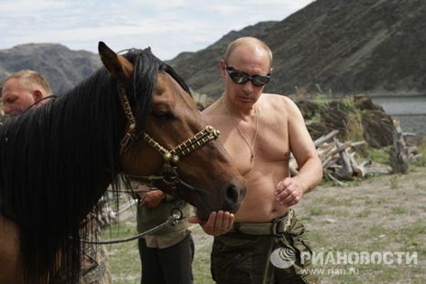 Председатель правительства РФ Владимир Путин на отдыхе в Республике Тыва.
