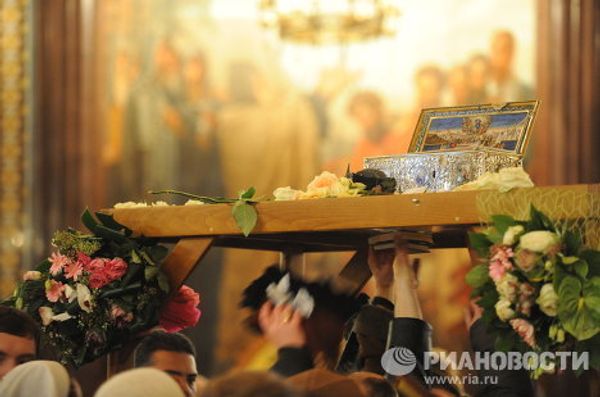 Ковчег с Поясом Богородицы в храме Христа Спасителя