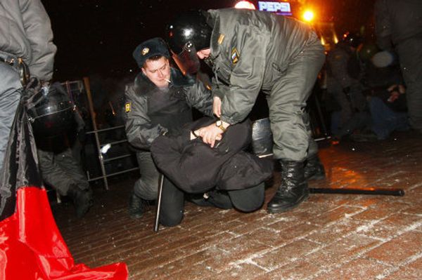 Задержание участников митинга на Пушкинской площади.