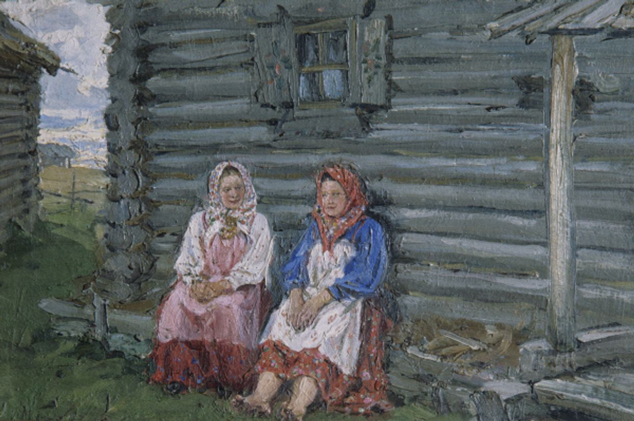 Картина неизвестного художника «На завалинке»