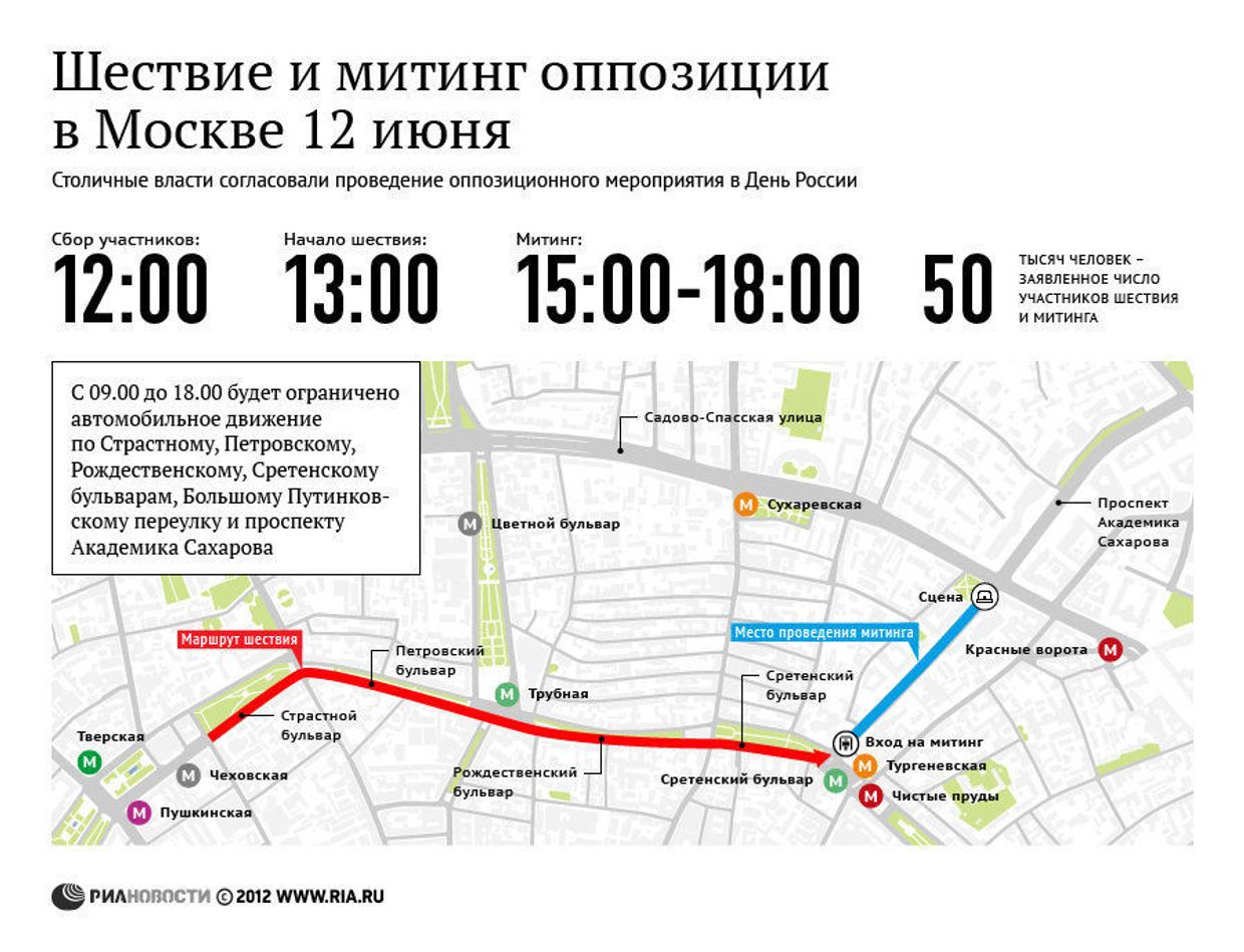 Шествие и митинг оппозиции в Москве 12 июня