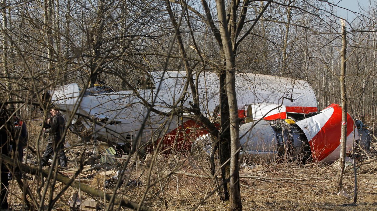 Место падения польского самолета Ту-154 под Смоленском
