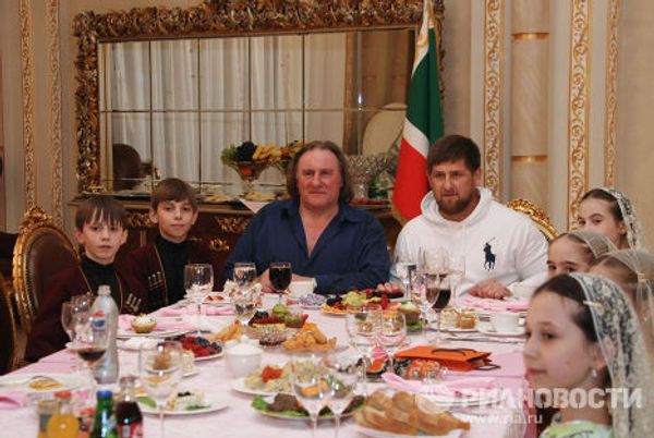 Французский актер Жерар Депардье в Грозном