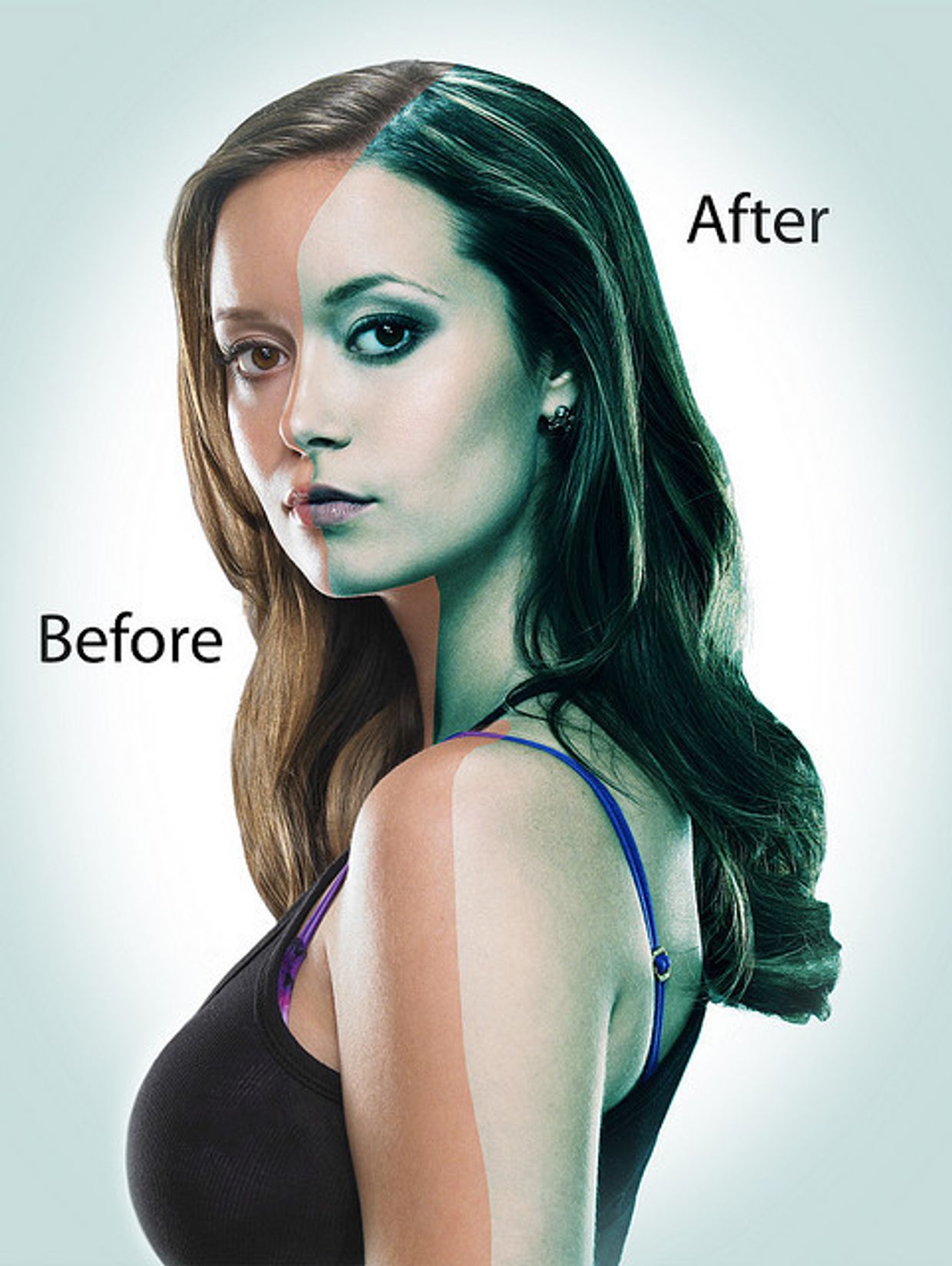 Модель до и после Photoshop
