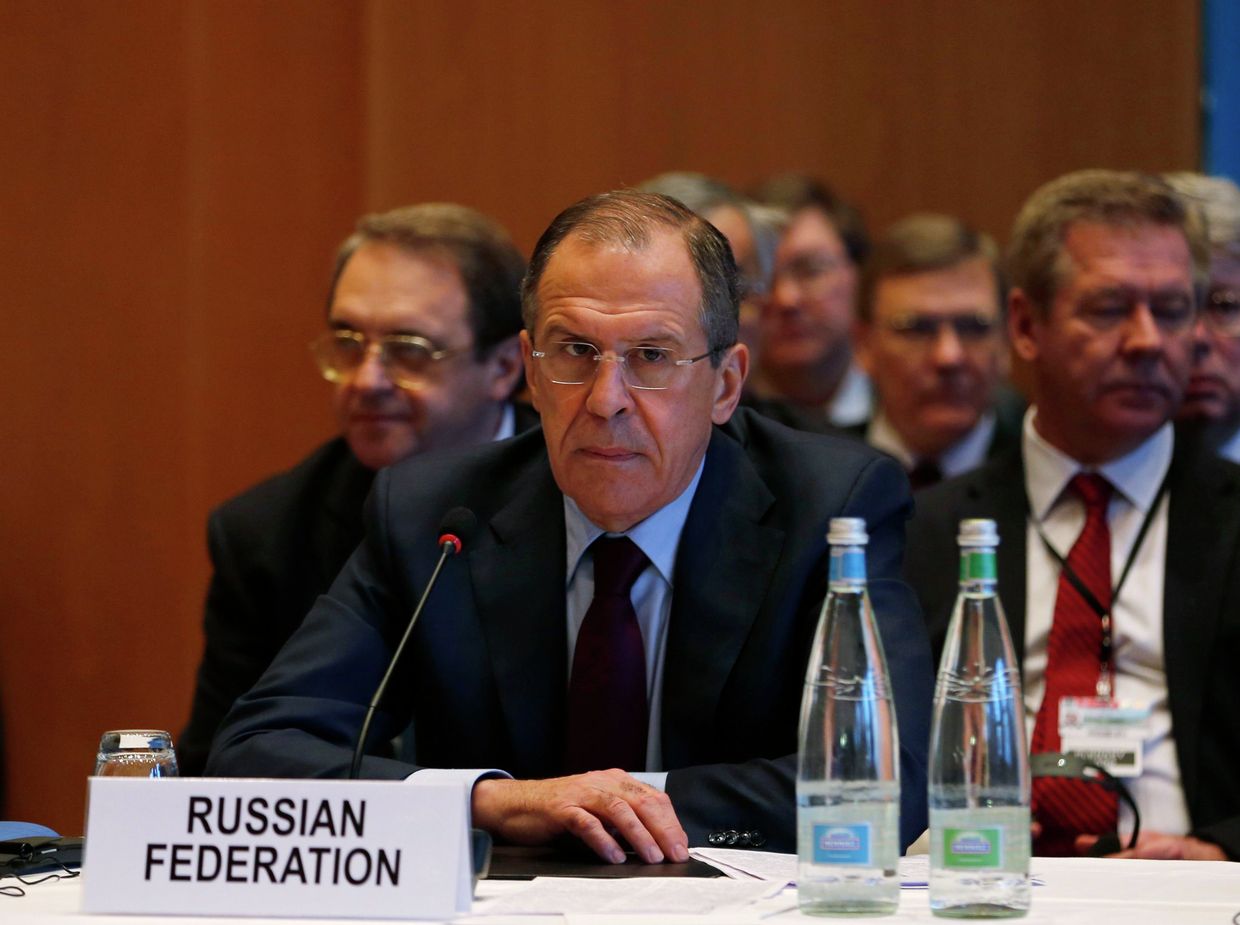 Глава МИД РФ Сергей Лавров на конференции Женева-2