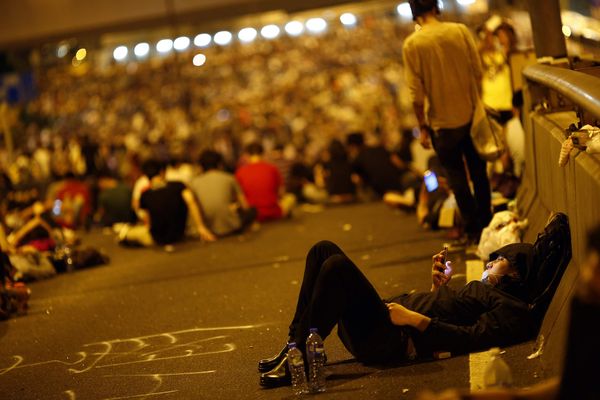Акция протеста в центре Гонконга