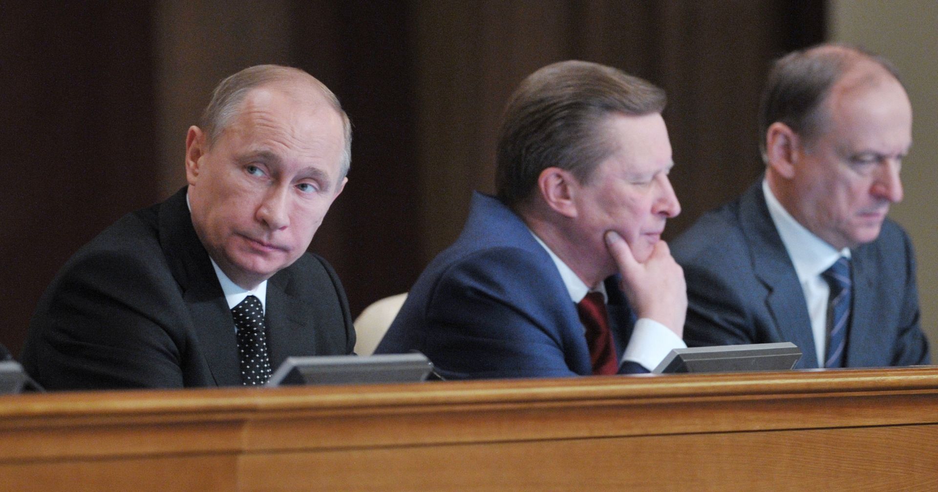 Владимир Путин, секретарь Совета безопасности РФ Николай Патрушев и руководитель администрации президента РФ Сергей Иванов на заседании Коллегии министерства обороны РФ - ИноСМИ, 1920, 19.04.2021