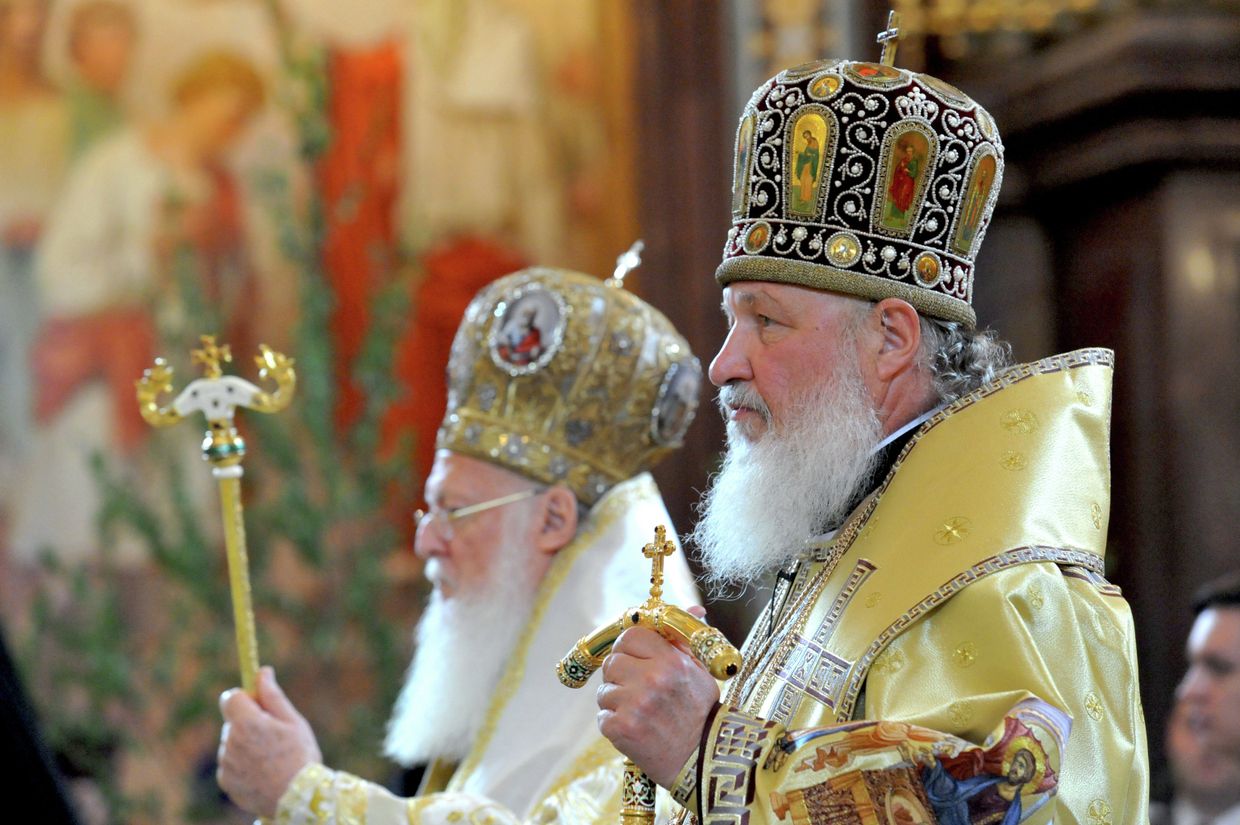 Патриарх Кирилл и патриарх Варфоломей в Храме Христа Спасителя