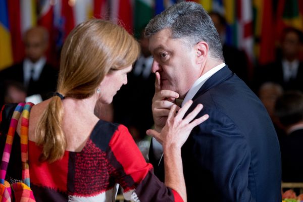 Саманта Пауэр и Петр Порошенко на 70-й сессии Генеральной ассамблеи ООН