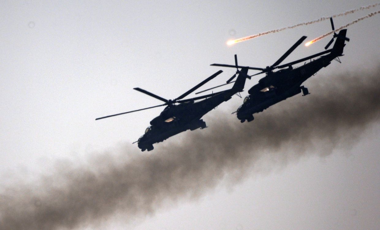Демонстрация огневой поддержки вертолетов МИ-24
