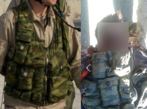 Фрагмент фотографии российских пилотов в Латакии и кадр из видео с погибшим пилотом