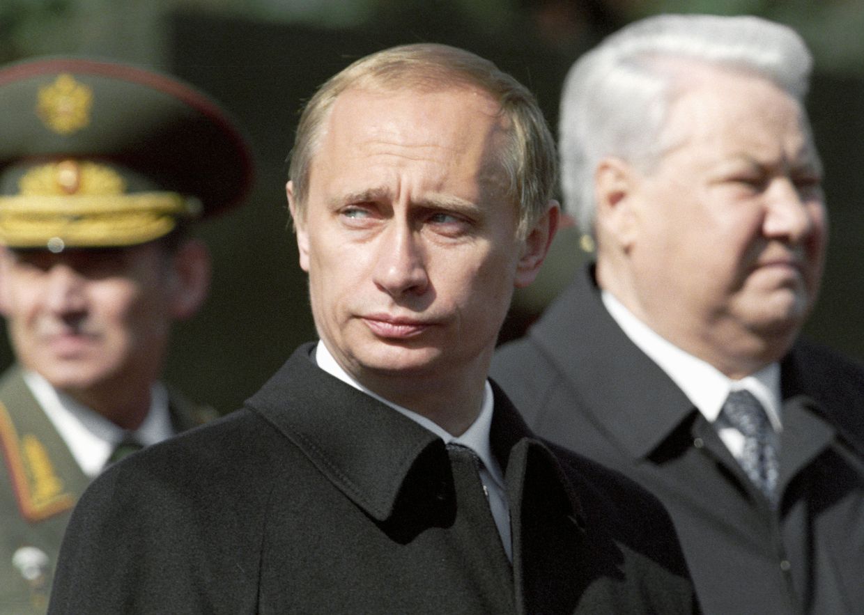 Путин и Ельцин на Красной площади