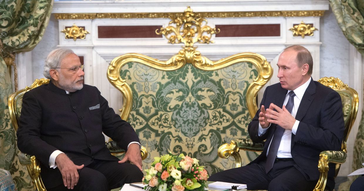 Встреча президента РФ В. Путина с премьер-министром Индии Н. Моди