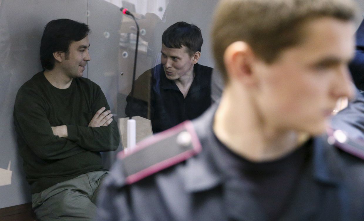 Оглашение приговора по делу россиян Евгения Ерофеева и Александра Александрова в Киеве