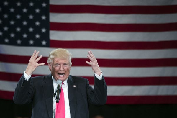 Кандидат в президенты США от Республиканской партии Дональд Трамп выступает в городе Роанок