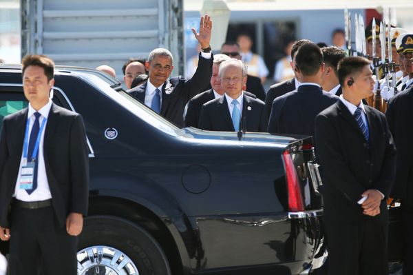 Президент США Барак Обама в аэропорту Ханчжоу, 3 сентября 2016
