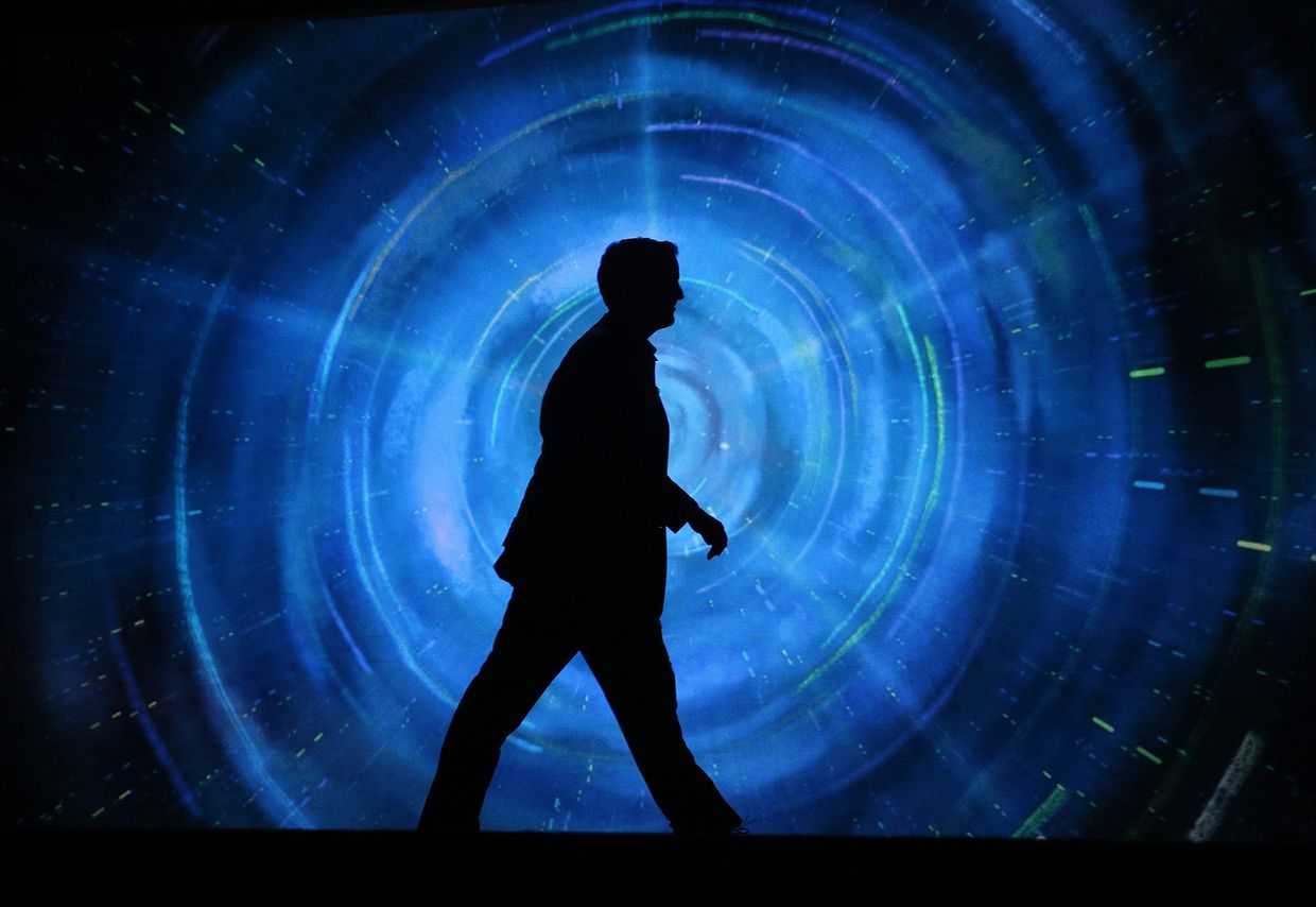 Старший вице-президент Samsung Electronics в Америке Джон Херрингтон во время пресс-конференции Samsung на выставке CES в Лас-Вегасе