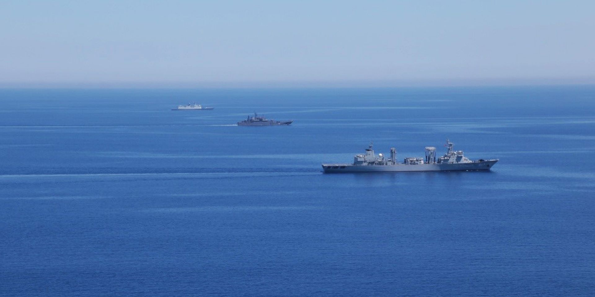 Корабли ВМС России и Китая во время совместных военных учений России и Китая в Средиземном море Морское взаимодействие 2015 - ИноСМИ, 1920, 29.01.2023