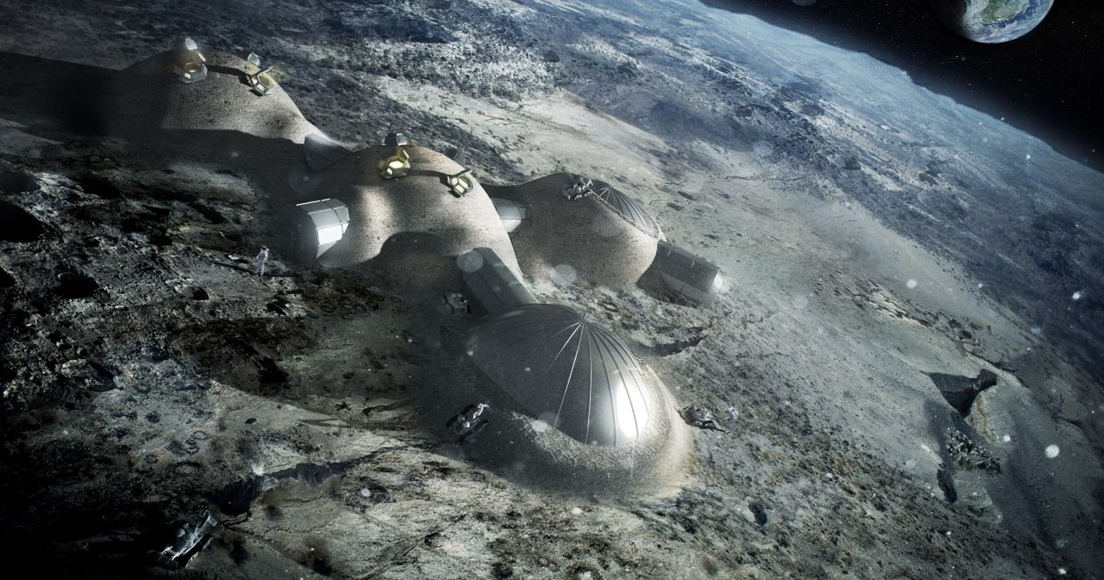Эскиз проекта «Лунный поселок» Европейского космического агентства (ESA) Эскиз проекта «Лунный поселок» Европейского космического агентства (ESA)