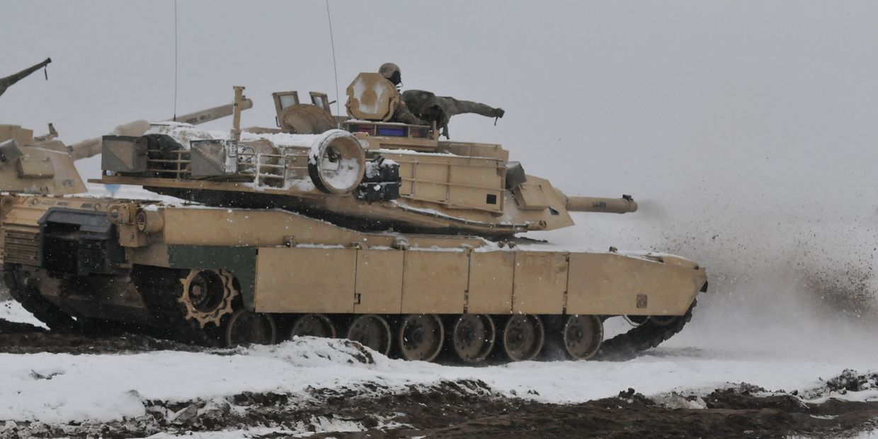 Американский танк на полигоне в Польше