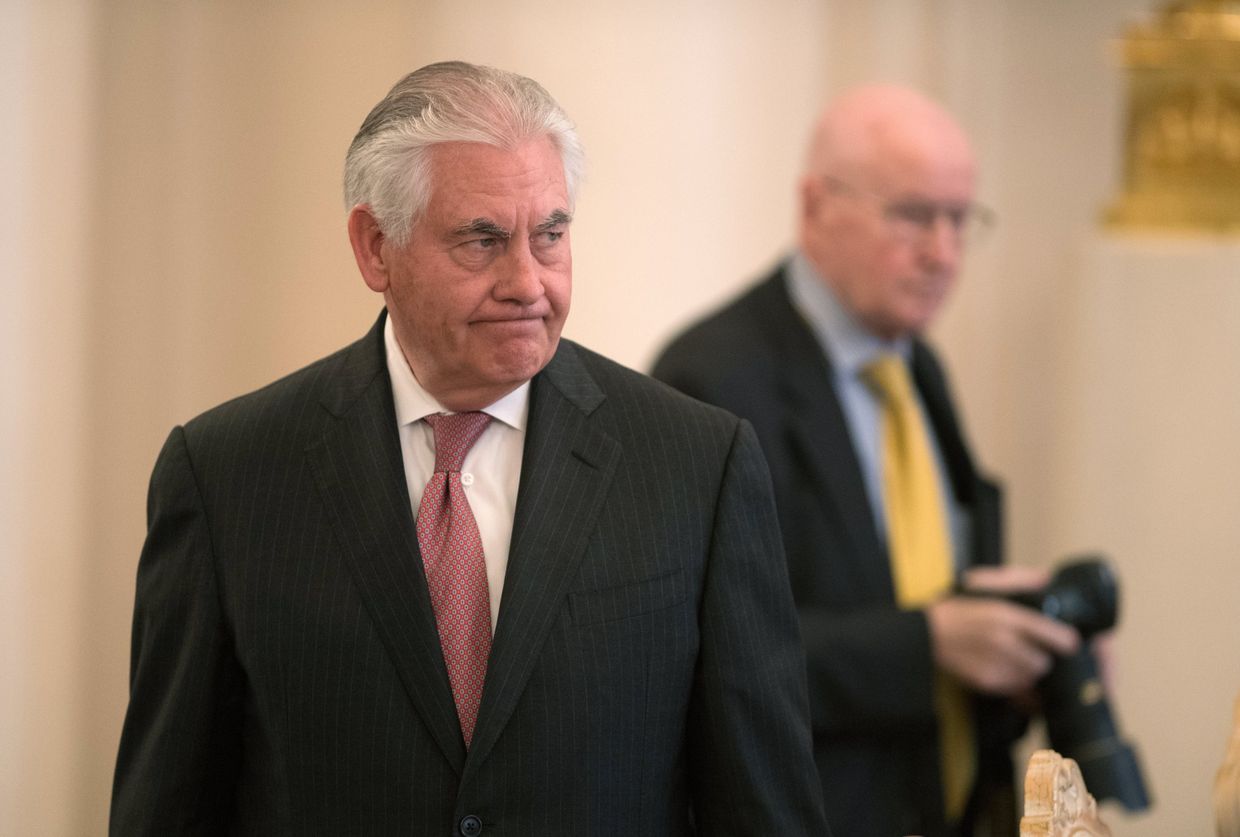 Государственный секретарь США Рекс Тиллерсон во время переговоров в Москве с министром иностранных дер РФ Сергеем Лавровым. 12 апреля 2017
