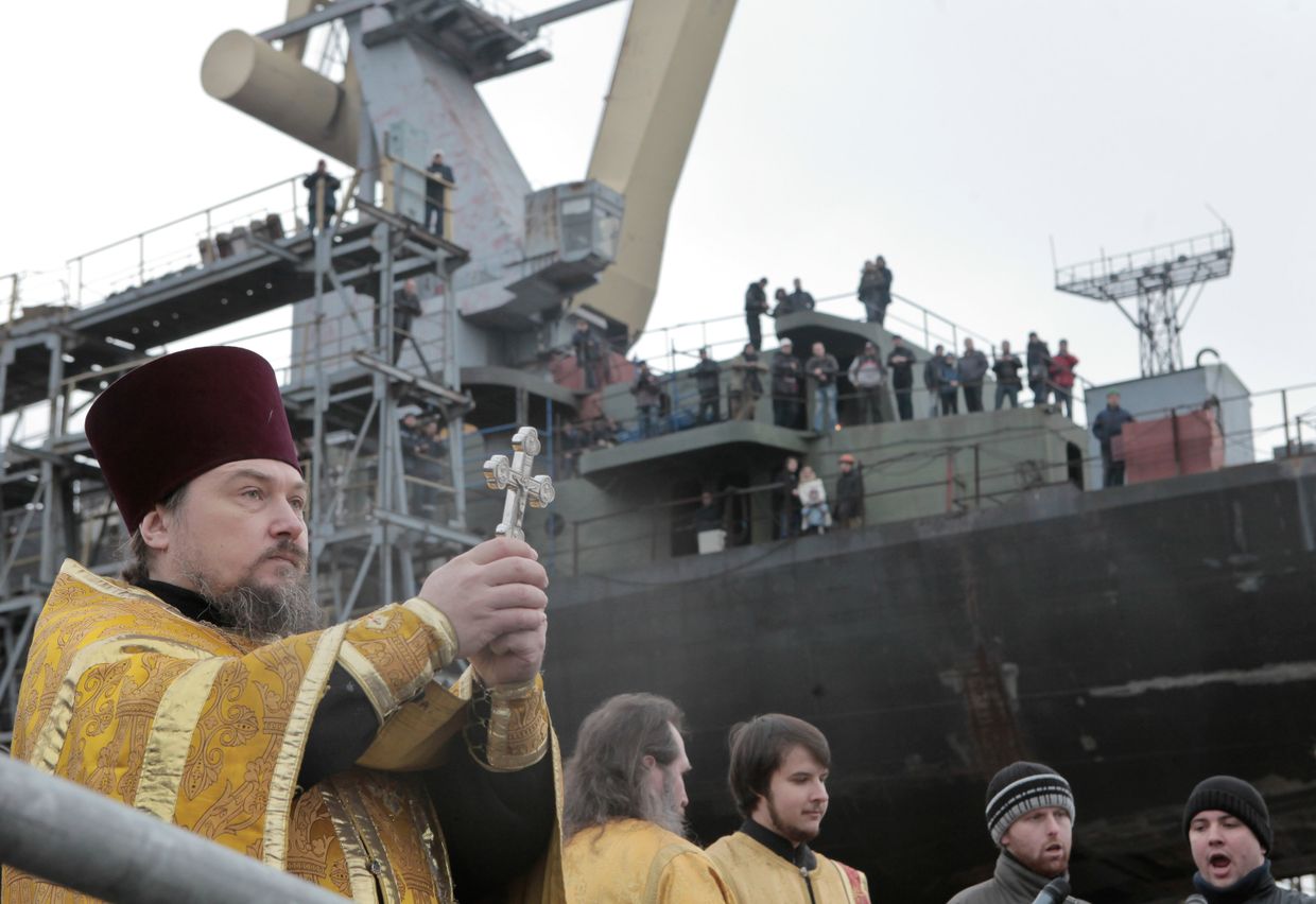 Спуск на воду головного фрегата ВМФ РФ «Адмирал флота Сергей Горшков»