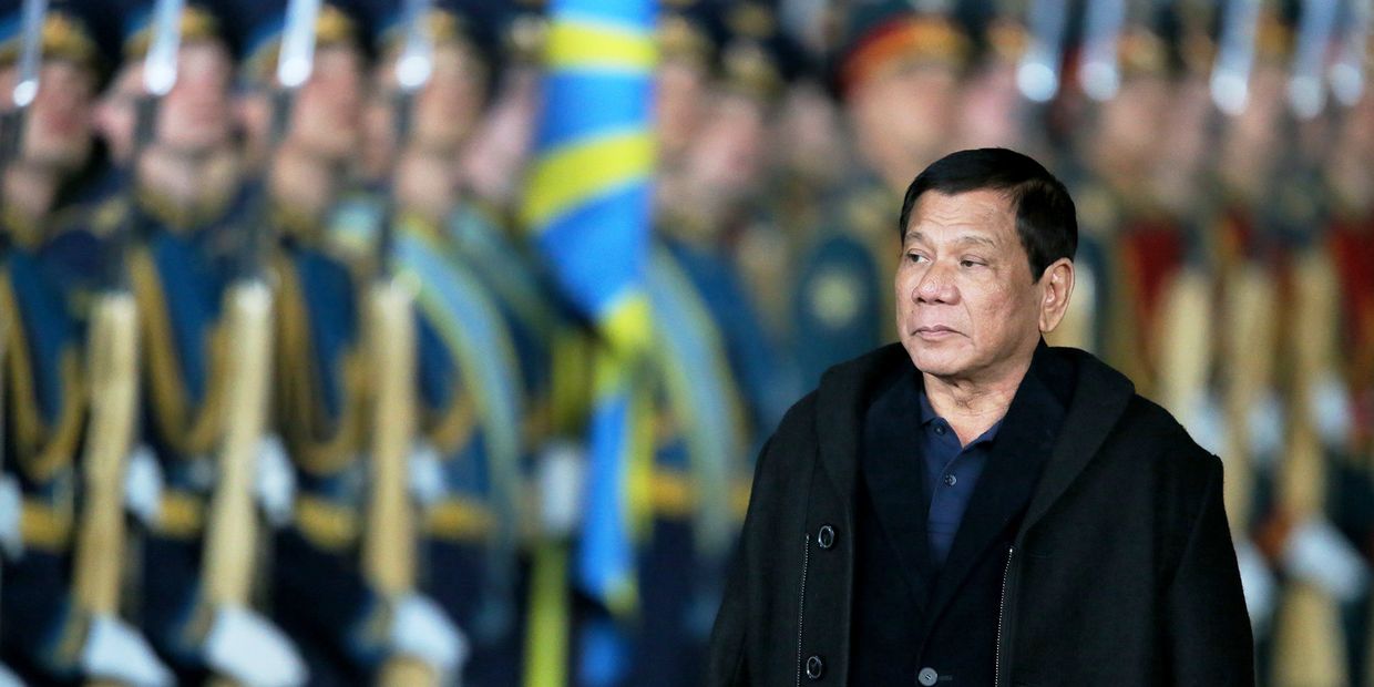 Президент Филиппин Родриго Дутерте, прибывший в Москву с официальным визитом, в московском аэропорту Внуково-2. 22 мая 2017