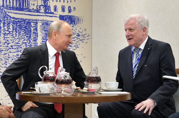 Президент РФ Владимир Путин и премьер-министр Баварии Хорст Зеехофер во время встречи в рамках Петербургского международного экономического форума 2017
