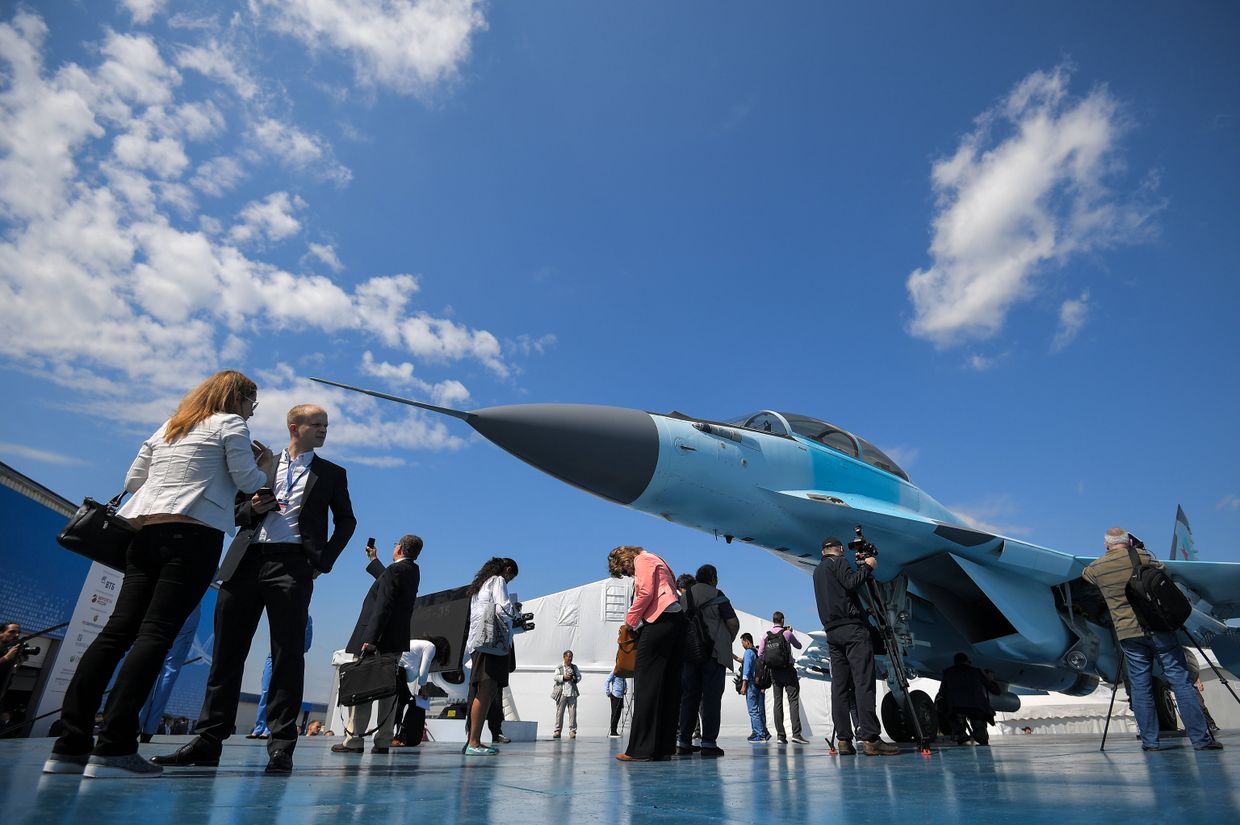Многоцелевой истребитель МиГ-35 на Международном авиационно-космическом салоне МАКС-2017 в Жуковском. 18 июля 2017