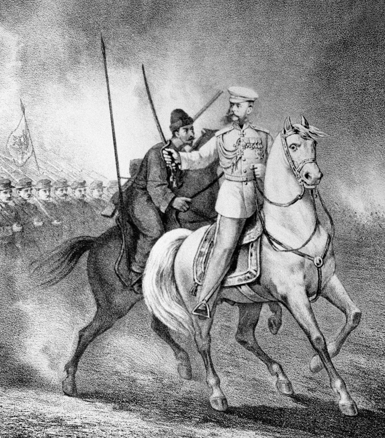 Репродукция литографии, изображающей участника Русско-Турецкой войны 1877 - 1878 г. г. Михаила Дмитриевича Скобелева