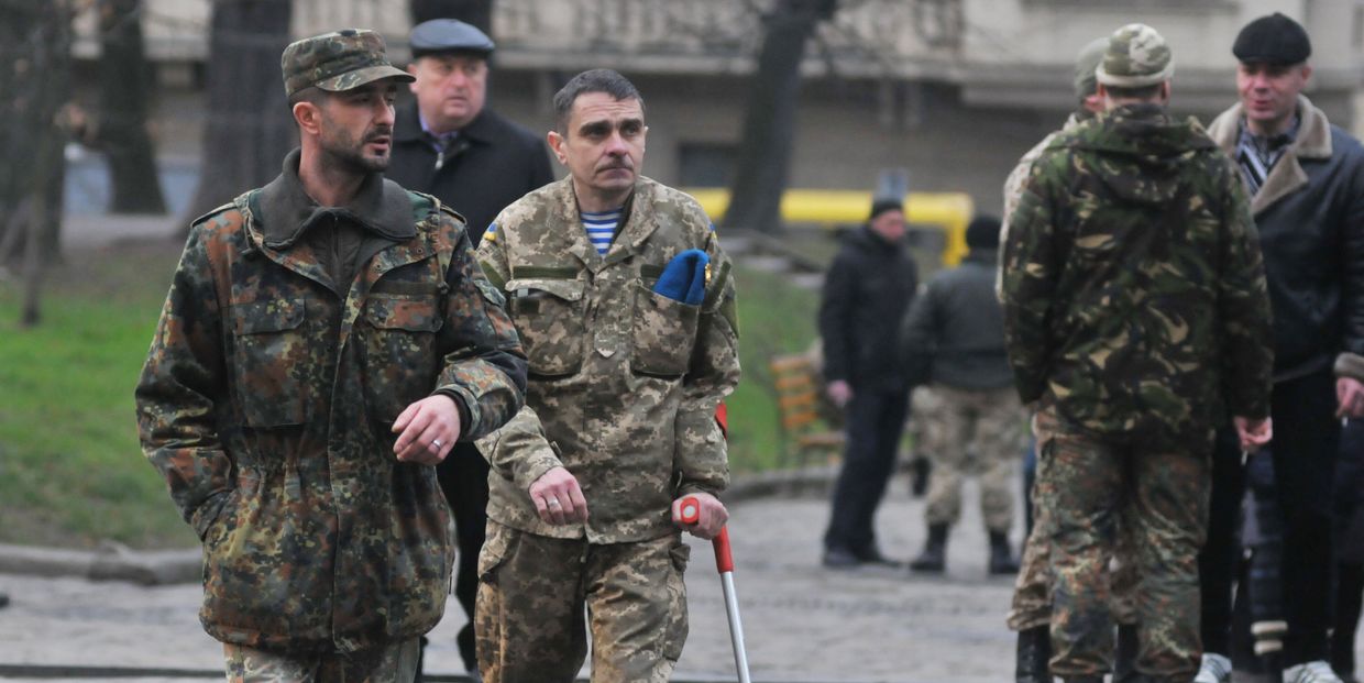 Акция протеста украинских военных во Львове