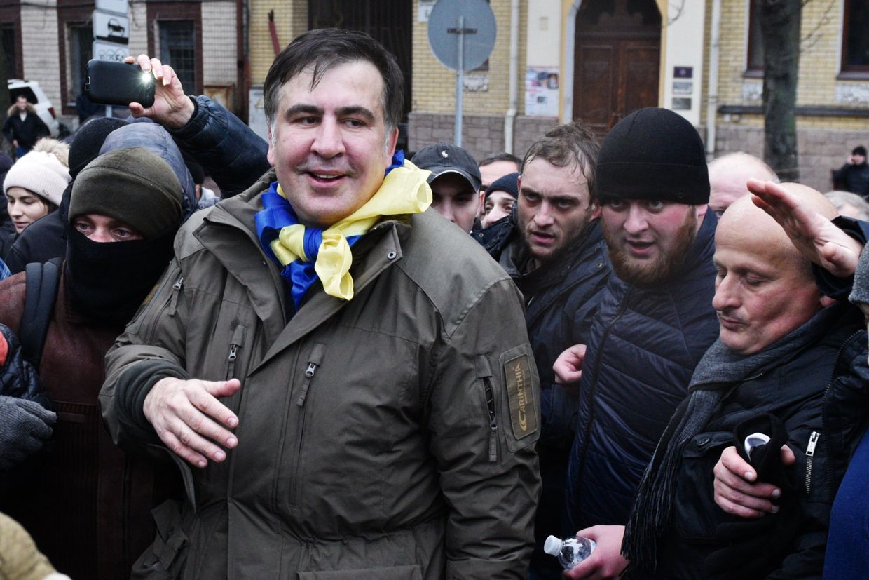 Михаил Саакашвили со своими сторонниками в Киеве. 5 декабря 2017