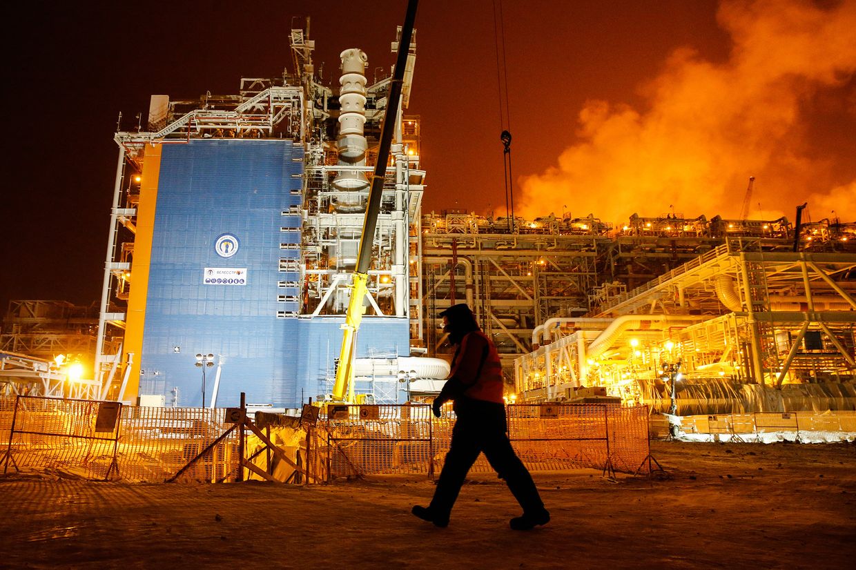 Хранилище сжиженного природного газа в порту Сабетта, расположенном на побережье Карского моря