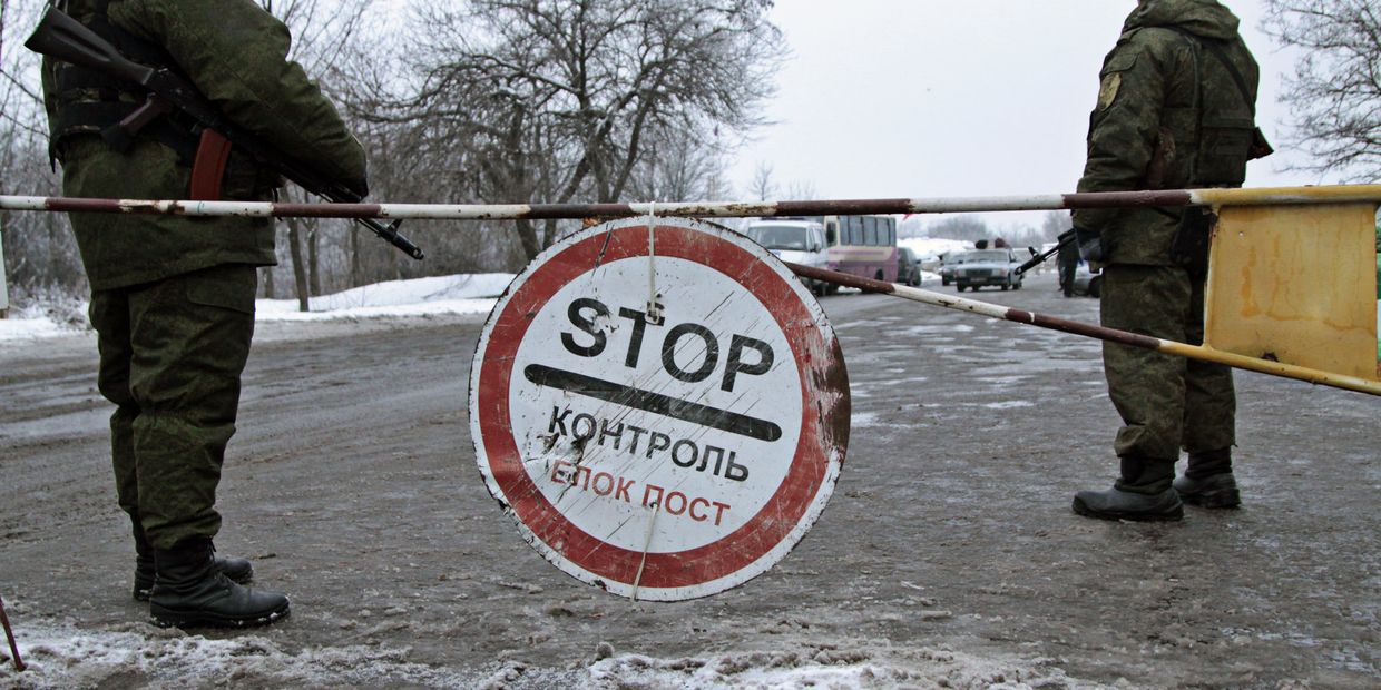 Блок-пост на окраине Горловки Донецкой области Блок-пост на окраине Горловки Донецкой области