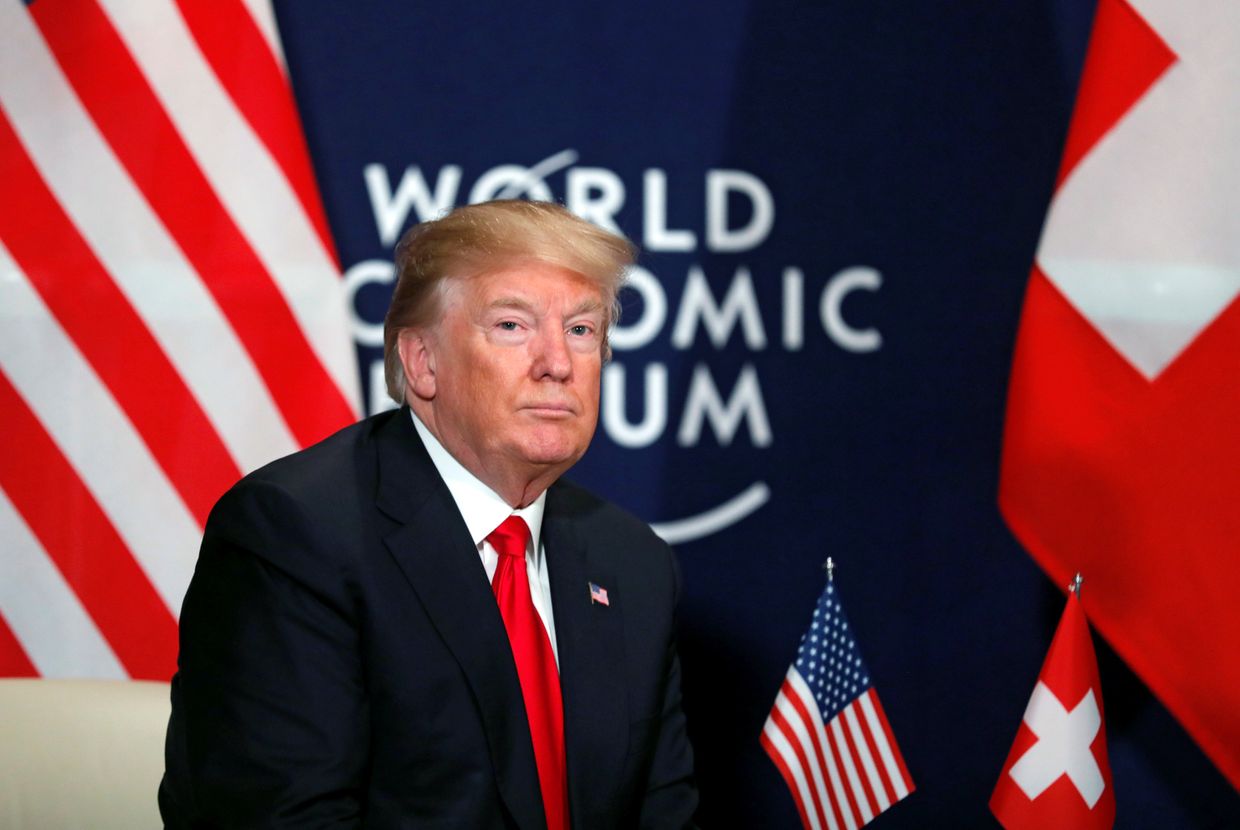 Президент США Дональд Трамп во время экономического форума в Давосе