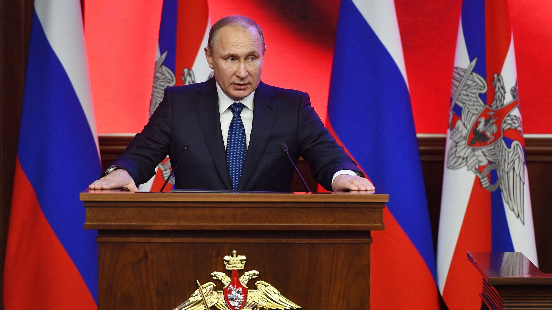 Президент РФ Владимир Путин принимает участие в военно-практической конференции по итогам специальной операции в Сирии в Национальном центре управления обороной РФ. 30 января 2018 - ИноСМИ, 1920, 10.12.2022