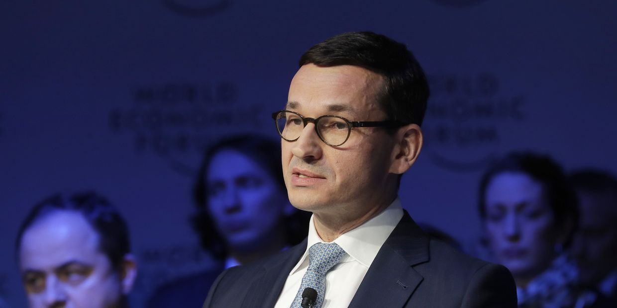 Премьер-министр Польши Матеуш Моравецкий на Всемирном экономическом форуме в Давосе. 27 январня 2018