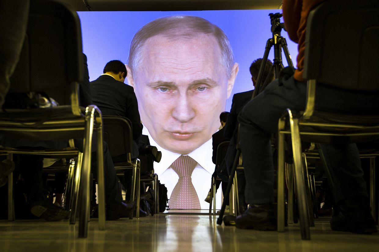 1 марта 2018. Президент РФ Владимир Путин после выступления с ежегодным посланием Федеральному Собранию в ЦВЗ Манеж