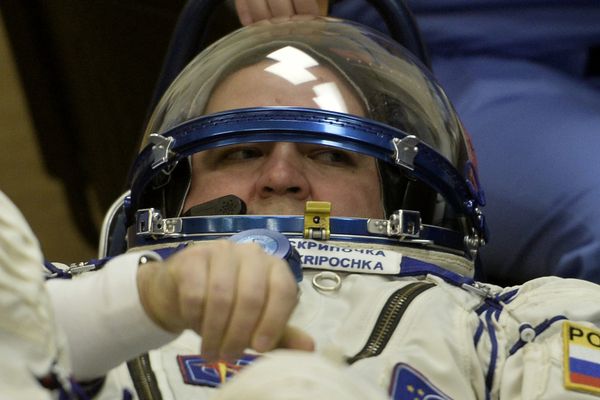 Космонавт Роскосмоса Олег Скрипочка перед пуском ракеты-носителя «Союз-ФГ» с транспортным пилотируемым кораблем «Союз ТМА-20М» с космодрома Байконур