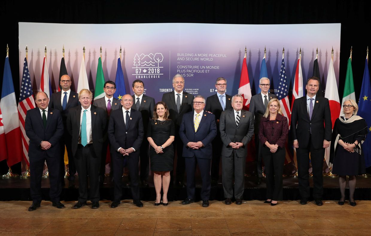 Министры безопасности и министры иностранных дел стран G7 во время встречи в Торонто