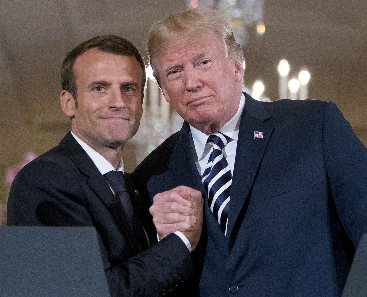 Президент США Дональд Трамп и президент Франции Эммануэль Макрон