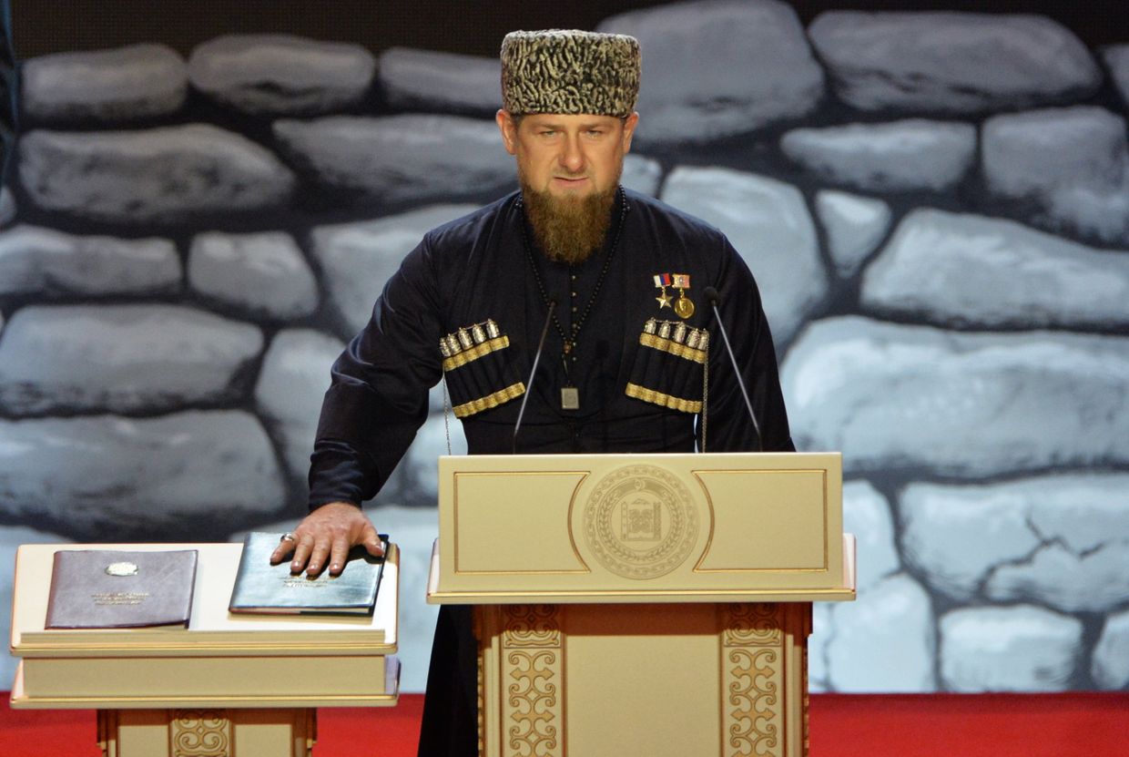Избранный глава Чеченской Республики Рамзан Кадыров во время церемонии инаугурации в Грозном