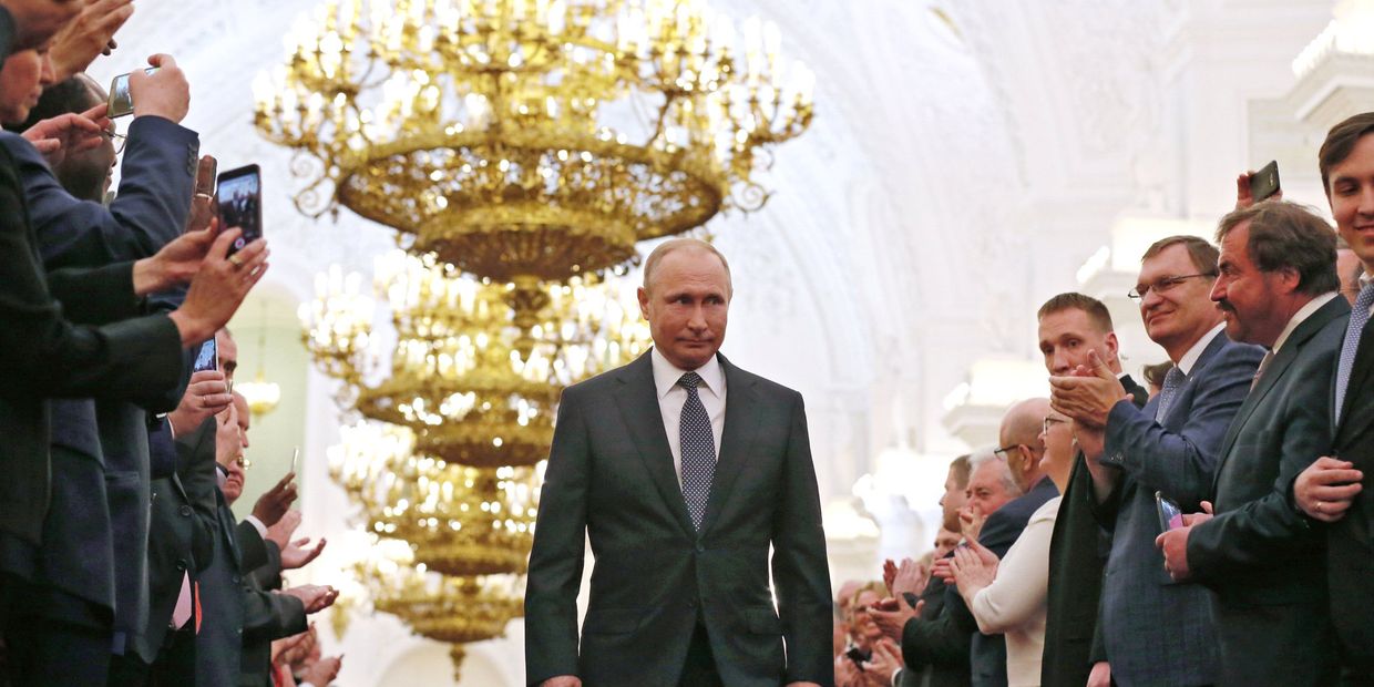 Избранный президент РФ Владимир Путин во время церемонии инаугурации в Кремле. 7 мая 2018